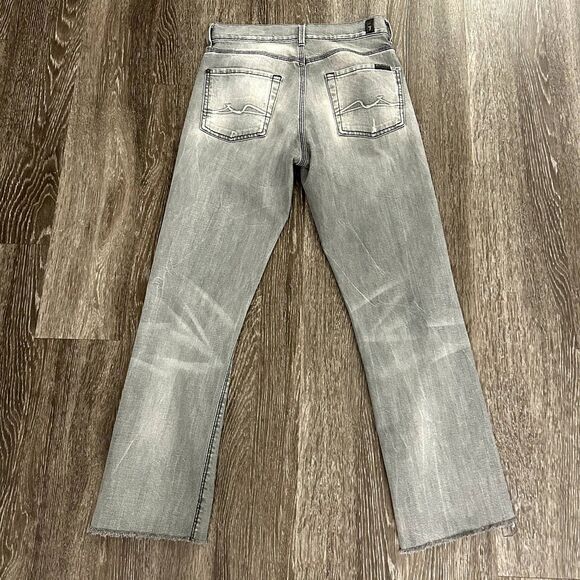 7 For All Mankind Slimmy Gray Jeans Size 28, Frayed Hem, Slim Fit - Picture 8 of 8